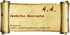 Andorka Asszunta névjegykártya